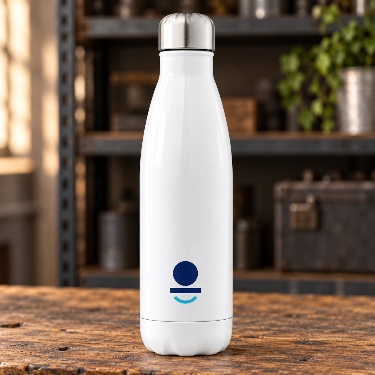 Water Bottle: front, generated example print mockup