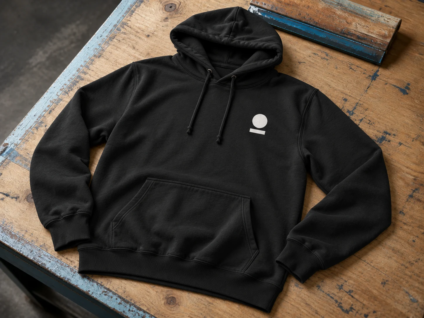 Hoodie: front, generated example print mockup